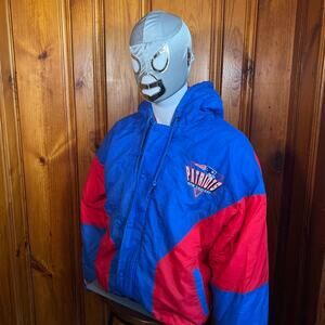 Logo 7 Medium Vintage Buffalo Bills Jacket Blue Hooded Puffer